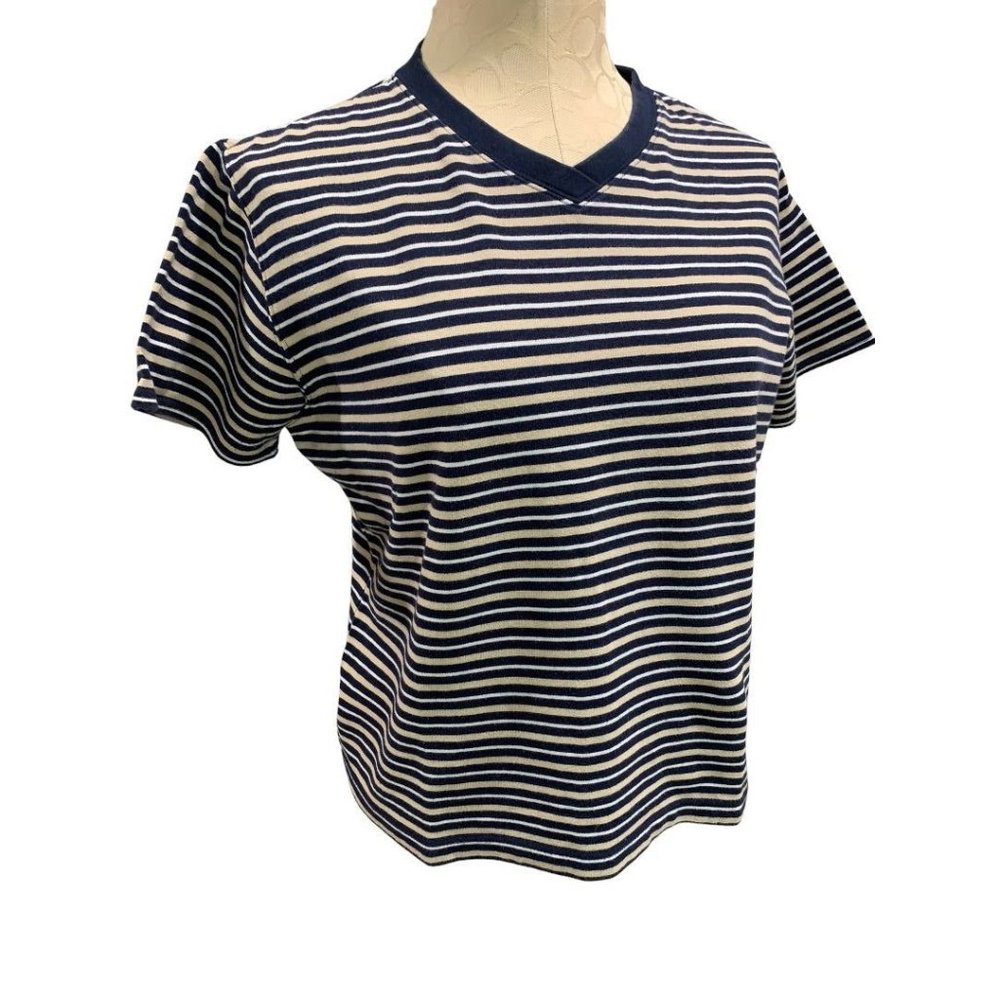 Large Croft & Barrow Women's Stretch Short Sleeve Tshirt Striped 1990s